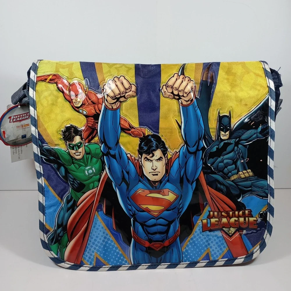 Justice League Messenger Bag OS Blue NWT DC Comics Superman Batman School Travel